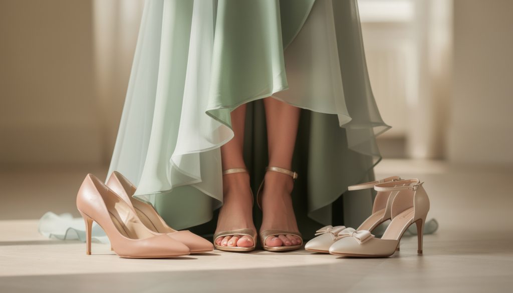 découvrez comment choisir les chaussures parfaites pour accompagner une robe vert sauge de mariage et sublimer votre tenue avec élégance.
