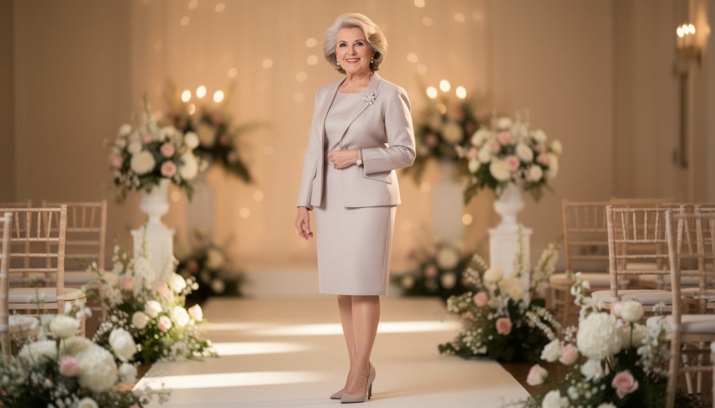 découvrez nos conseils mode pour choisir un tailleur femme élégant à 60 ans, parfait pour une cérémonie de mariage réussie et pleine de style.