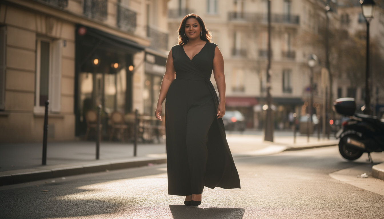 découvrez des conseils stylés pour porter une combinaison noire quand on est ronde, et sublimez votre silhouette avec élégance et confiance.