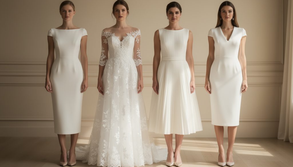 découvrez 4 magnifiques robes blanches parfaites pour célébrer votre mariage civil avec élégance et simplicité.