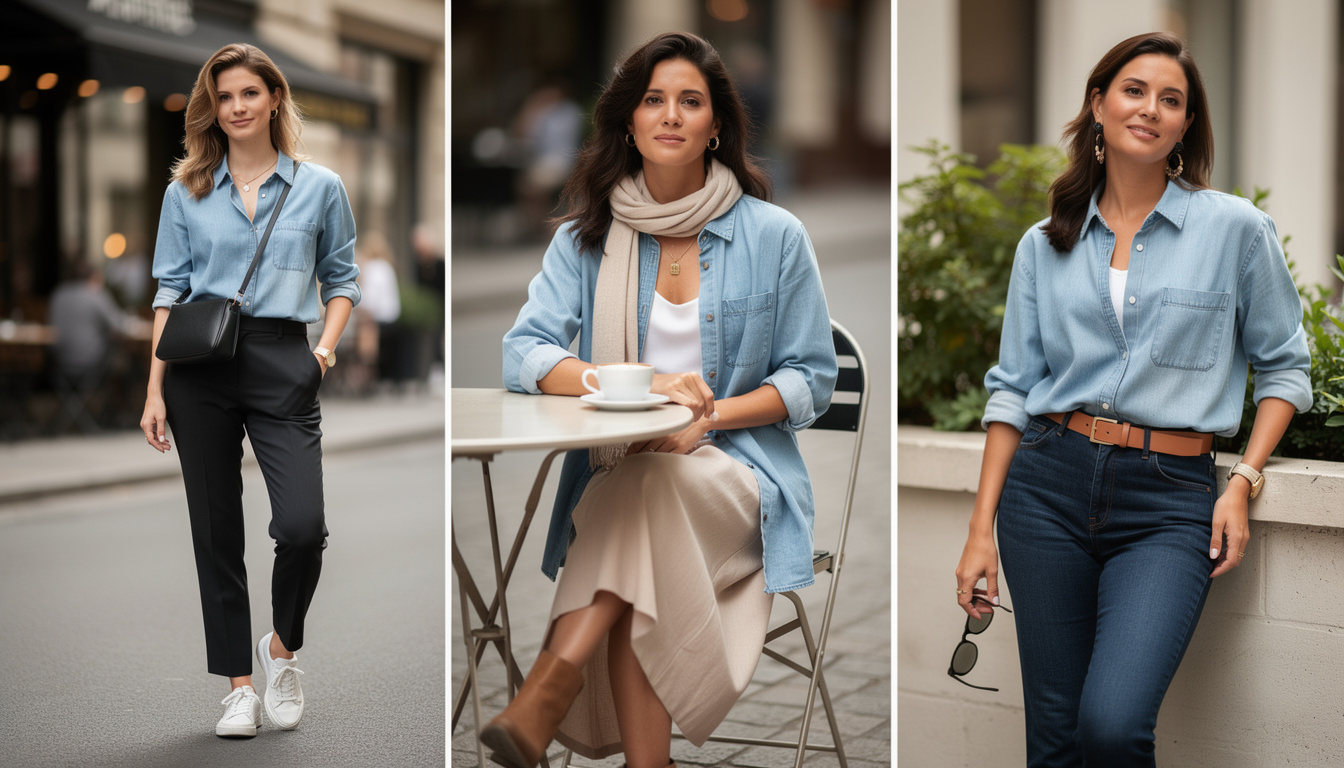 Chemise en jean pour femme : look, conseils et idées de tenue tendance