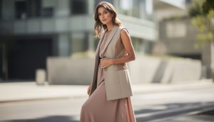 découvrez comment porter un gilet femme chic et original avec une robe sans manches pour un look élégant et tendance en toutes saisons.
