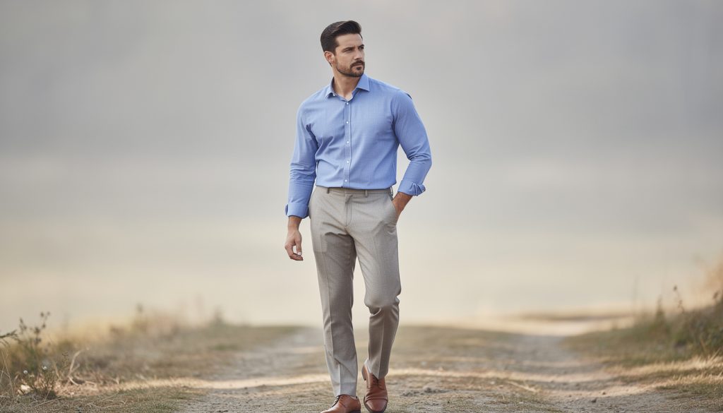 découvrez quel pantalon choisir pour accompagner parfaitement une chemise bleu homme et créer un look élégant et harmonieux.