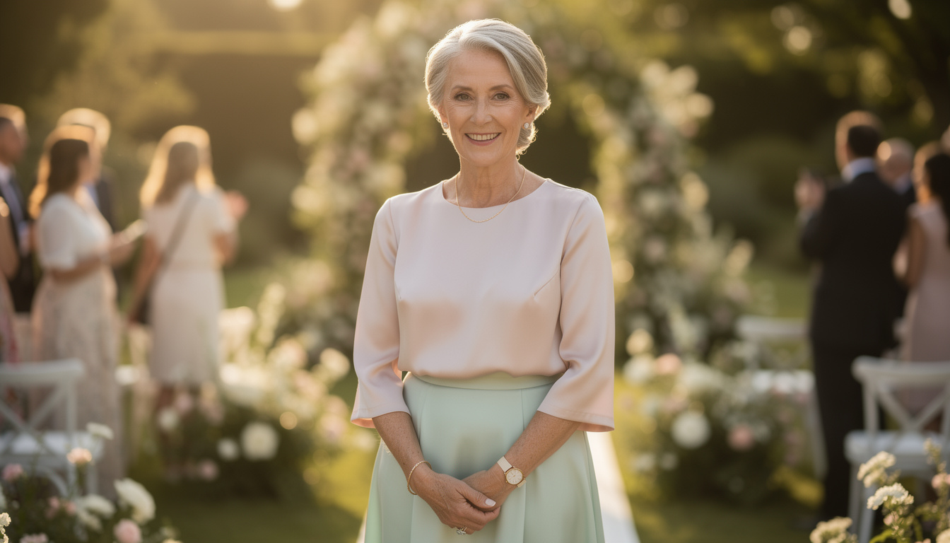 découvrez la robe de cérémonie parfaite pour femme de 60 ans, alliant élégance et confort, idéale pour briller lors d'un mariage.
