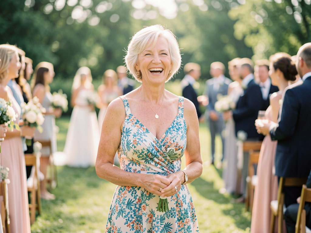 Robe soleil pour femme de 60 ans : tenue mariage idéale